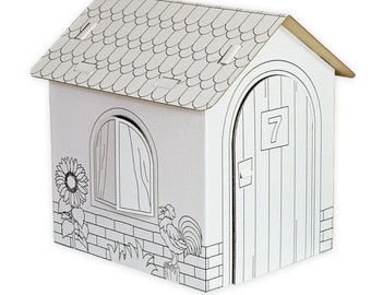 Cardboard house playhouse country house Heidi medium-sized house made of cardboard to build and color 32.5 x 26.5 x 36.5 cm