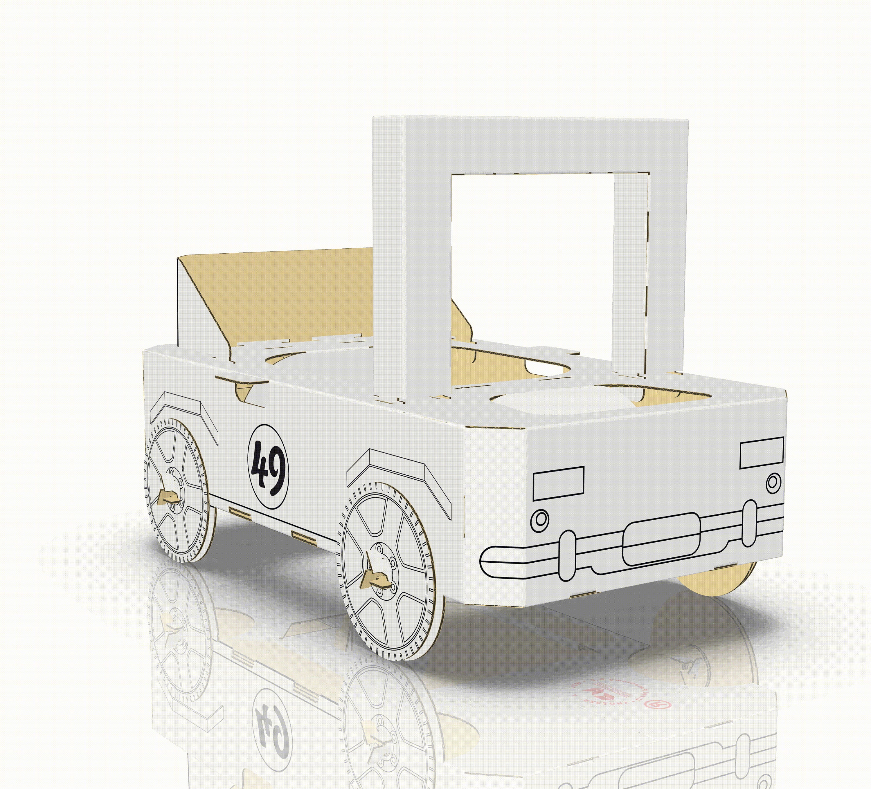 Cardboard Car Jeep Made of Cardboard 3D to Build and Color XXL Etsy
