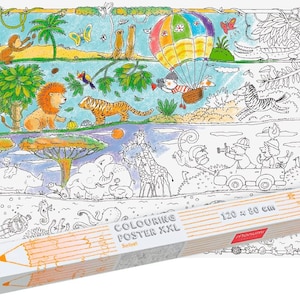 Giant Poster Coloring Poster Hidden Object Poster Poster to Color - Safari 120 x 80 cm