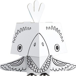 Figurine en papier Cube Head à colorier Perroquet 3D 20 x 25 x 21 cm