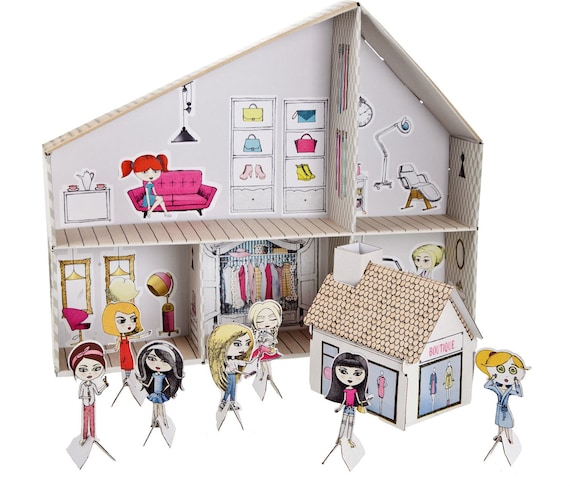 Casa delle bambole in cartone da Salone di bellezza