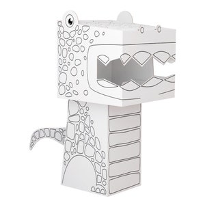 Figura de papel Cube Head Dino D1 para colorear T-Rex