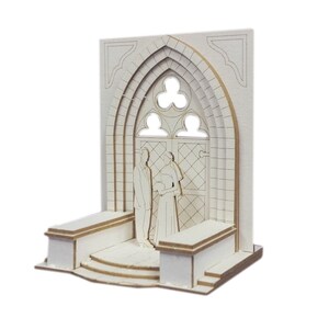 Mini rompecabezas figura 3D de cartón DIY novios frente al altar mundos en miniatura aprox.62 x 70 x 90 mm 1399