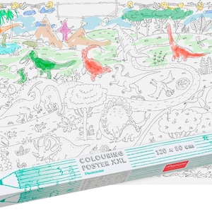 Giant Poster Coloring Poster Hidden Object Poster Poster to Color - Dino 120 x 80 cm
