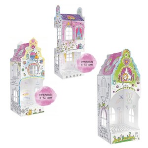 Bastelset kleine Spielhäuser aus Pappe 30 cm Tiny Haus aus Karton zum Ausmalen Set 3 Stück verschiedene Motive