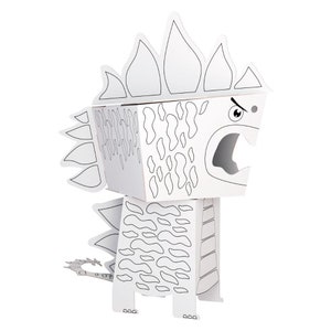 Figura de papel Cube Head Dino D4 para colorear 3D Stegosaurus