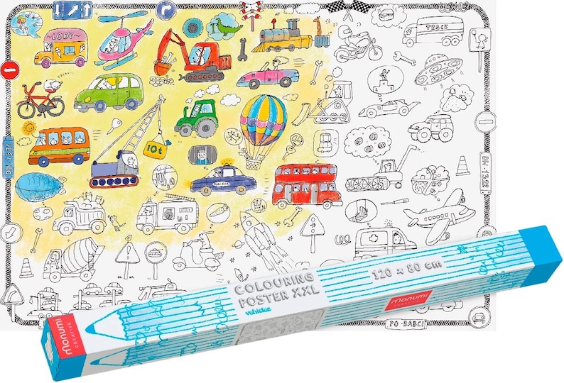 Giant Poster Coloring Poster Wimmelposter Poster to Color in - Vehicles ...