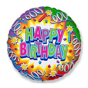 Helium balloon filled foil balloon including helium Happy Birthday confetti round colorful 40 cm in a decoration box