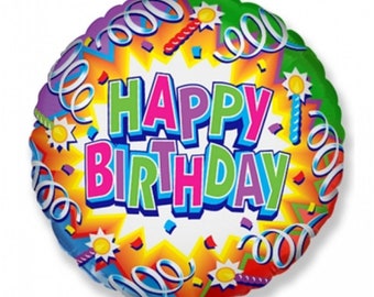 Helium balloon filled foil balloon including helium Happy Birthday confetti round colorful 40 cm in a decoration box