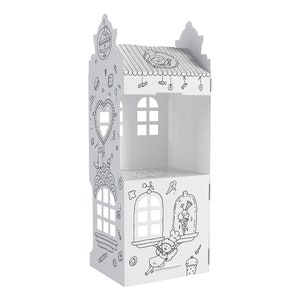 Kartonnen poppenhuis om in te kleuren - Sweet Street 70 x 23 x 23 cm