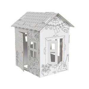 Kartonnen huis speelhuis landhuis My Little Farm medium huis van karton om te bouwen en in te kleuren 28 x 22 x 40 cm