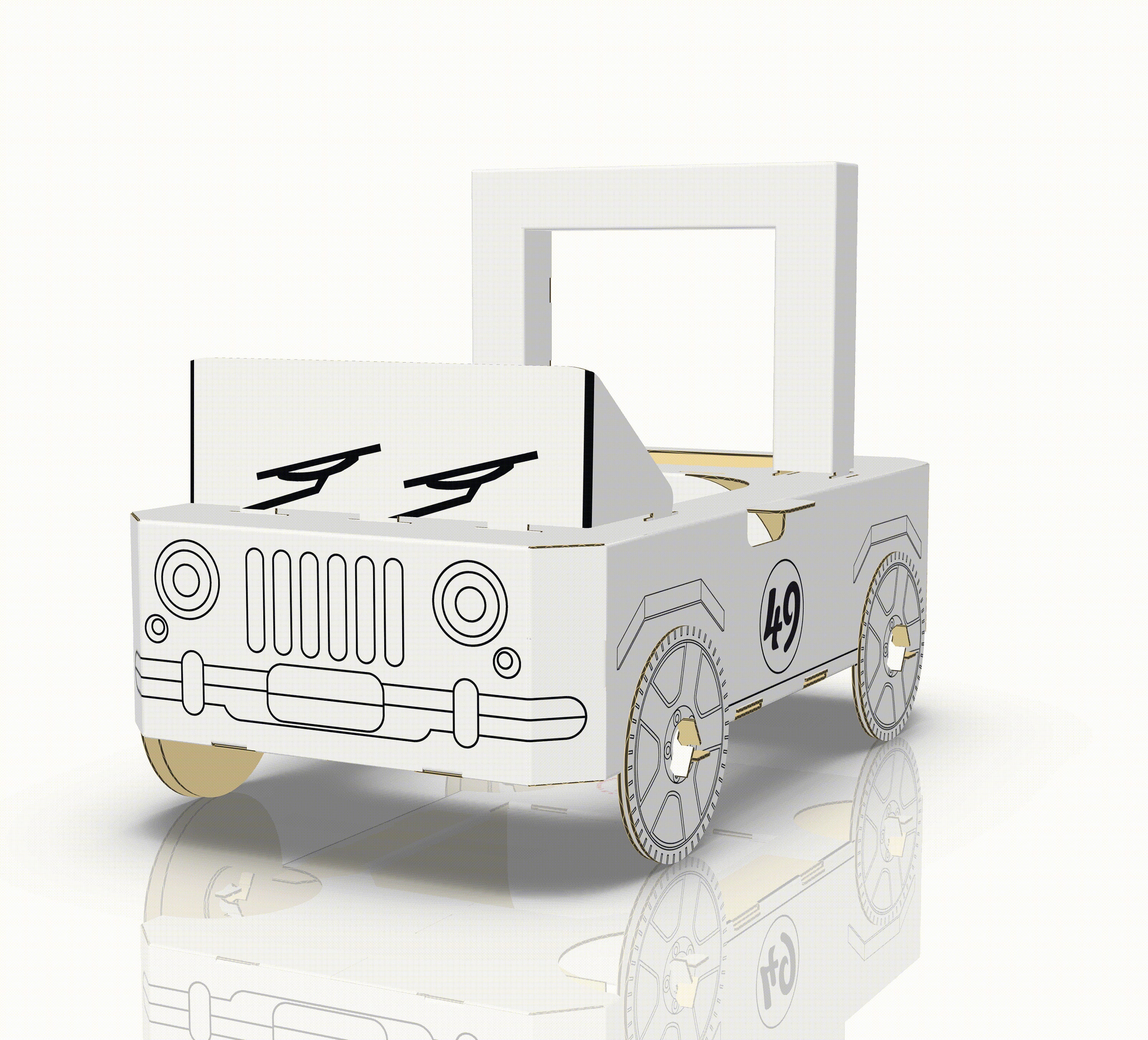 Cardboard Car Jeep Made of Cardboard 3D to Build and Color XXL Etsy
