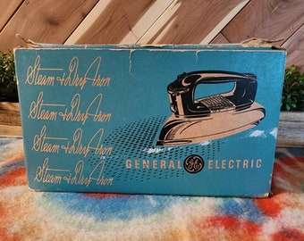 VINTAGE GE AUTO Steam And Dry Iron (T)-