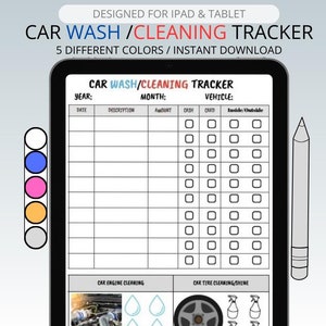 Carwash-reinigingstracker: afdrukbare planner en logboek (pdf-download)