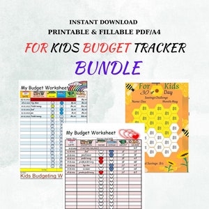 Kids Budget Worksheet Bundle: Printable Budget Tracker (PDF)