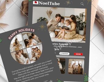 Personalized Photo Christmas Card, Funny NoelTube Style (Digital Download)