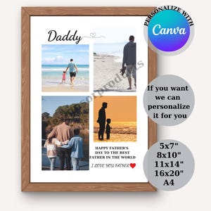 Personalized Father&#39;s Day Photo Collage Print: Custom Dad Gift (Digital Download)