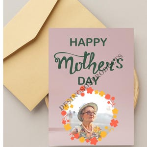 Tarjeta personalizada con foto para el Día de la Madre, Tarjeta de felicitación con foto y mensaje personal para el Día de la Madre, Tarjeta de regalo para el Día de la Madre, Tarjeta imprimible para el Día de la Madre.