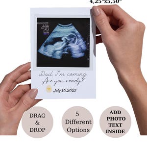 Pregnancy Announcement Card for Family–Baby Reveal for Dad, Aunt, Uncle, Grandma,Grandpa-Editable Pregnancy Reveal Card-Baby card with Photo