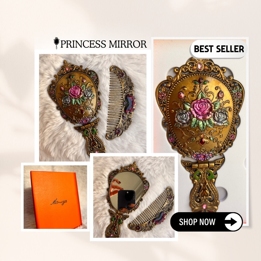 Princess Mirror, Hand Mirror, Makeup Mirror, Girlfriend Gift