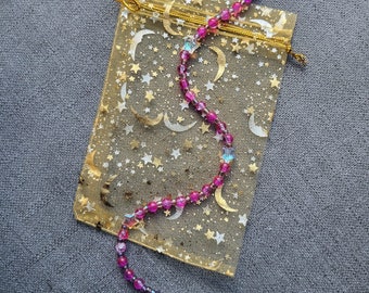 handmade beaded fuschia pink glass necklace