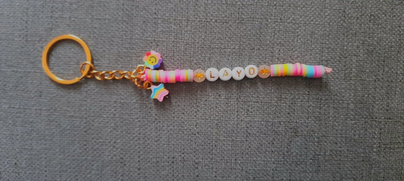 personalised clay bead keychain image 4