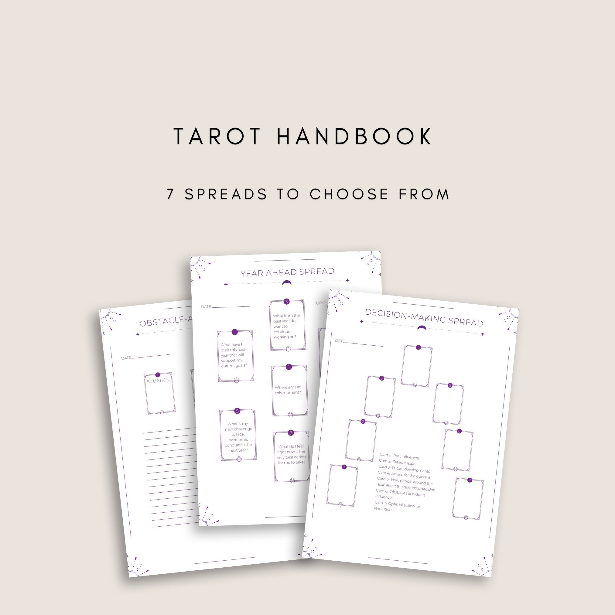 Tarot Handbook With Free Printable Tarot Card Stickers | Tarot Spreads ...