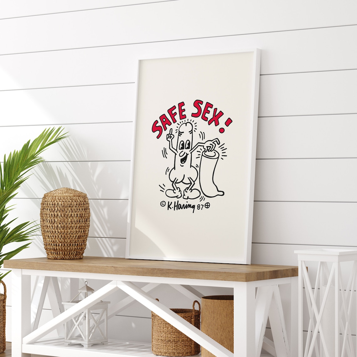 Keith Haring Printable Safe Sex Keith Haring Poster Keith Etsy