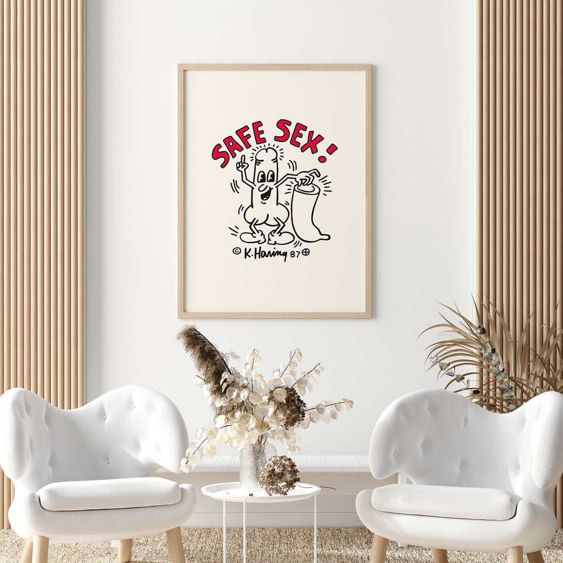 Keith Haring Printable Safe Sex Keith Haring Poster Keith Etsy