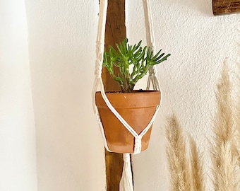 Porte plante ou suspension pour plante en macramé pour décoration intérieure style bohème corde de coton naturel