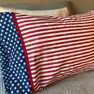 American Flag Pillowcase,Americana, patriotic Gifts, Patriotic Bedding, Patriotic Pillowcase, Flag Pillow,Memorial Day Decor,Throw Pillow,