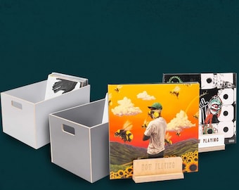 Estante de madera con cornisa para discos de vinilo, estante de exhibición para discos de vinilo, estante para discos, almacenamiento de vinilo, soporte para discos, soporte de vinilo