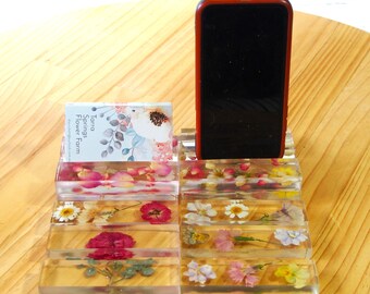 Pressed Flower Resin Mobile Phone/Business Card Holder Rectangular