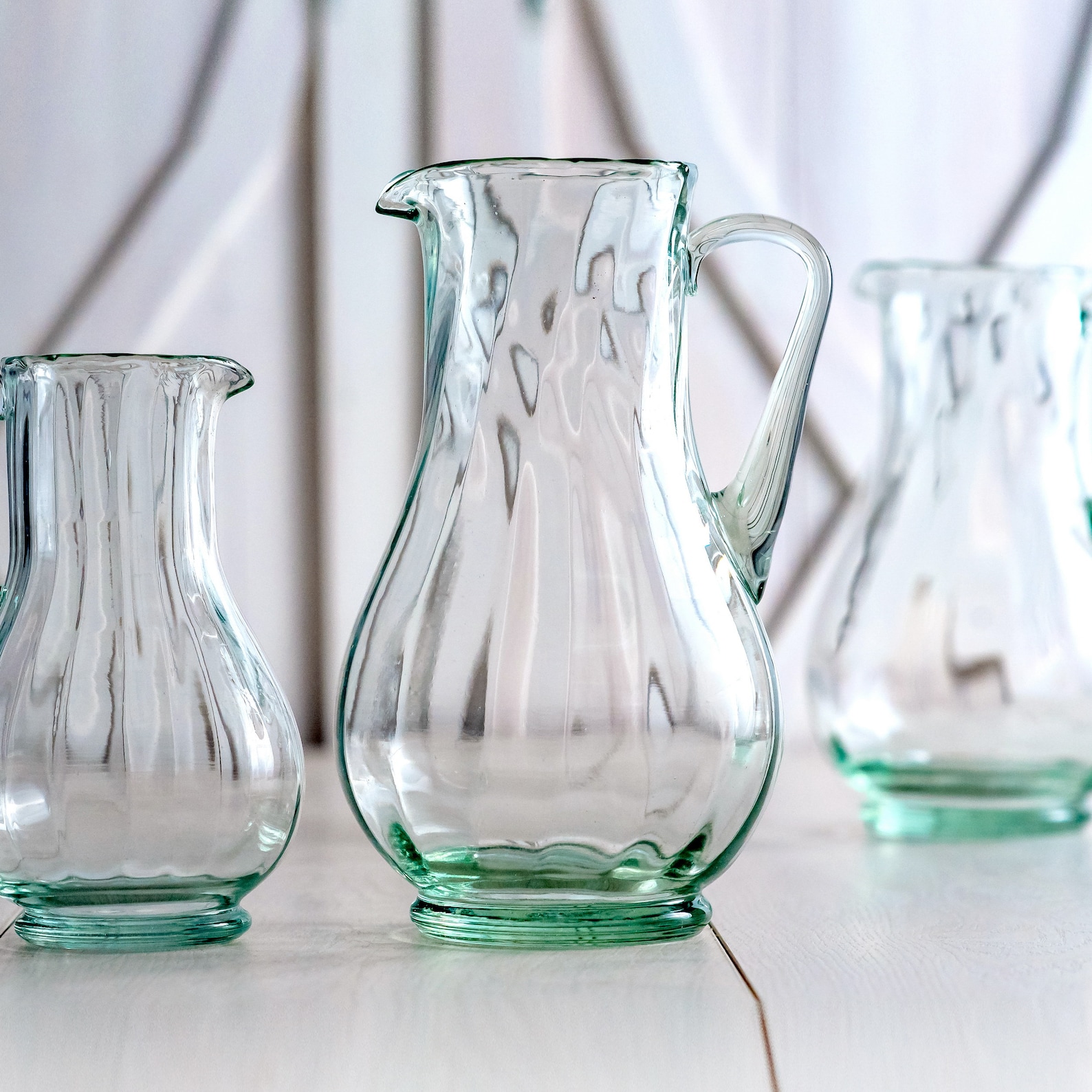 Handblown Glass Pitcher With Handle/ Glass Pitcher for Mixing Drinks