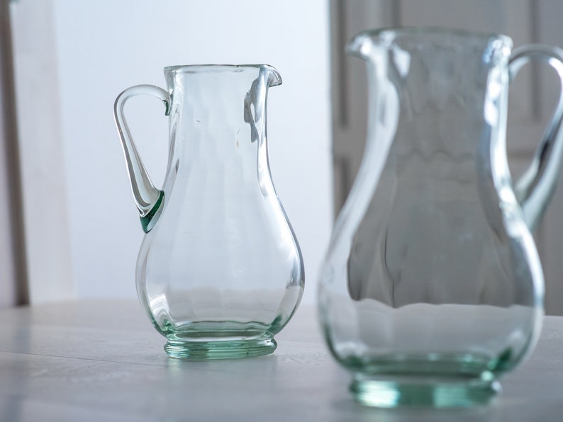 Handblown Glass Pitcher With Handle/ Glass Pitcher for Mixing Drinks