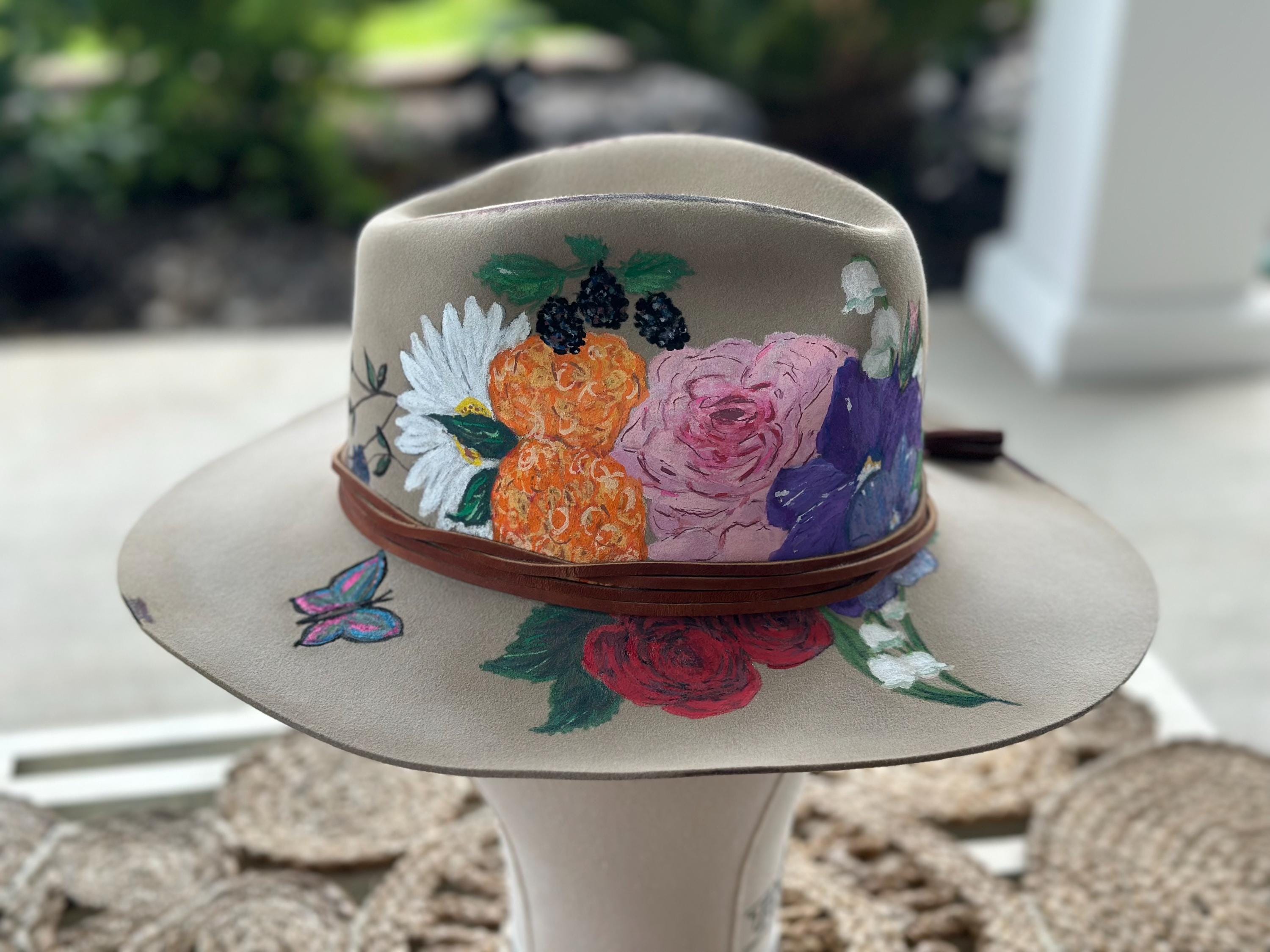 Custom painted felt hat. ? Repeat customer looking for another hand-painted felt hat main image 4
