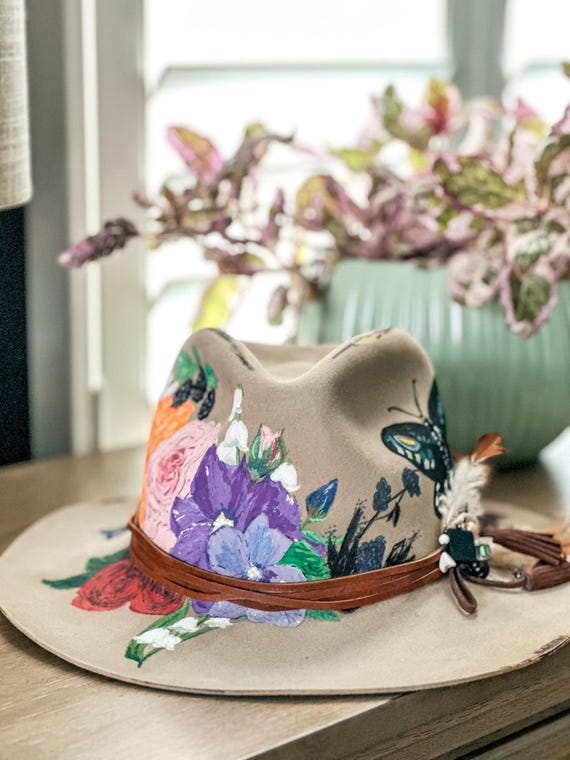 Custom, Hand-painted Felt Hats - Etsy display picture 1