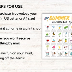 Summer Scavenger Hunt, Outdoor Summer Treasure Hunt Printable, Nature Scavenger Hunt For Kids, Kids Nature Games, Preschool Summer Activity image 3