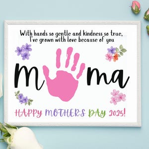 Mother&#39;s Day Handprint Craft, Happy Mothers Day Poem Handprint Keepsake, Mom Poem Art Preschool, Baby First Mothers Day, Mom Gift From Kids