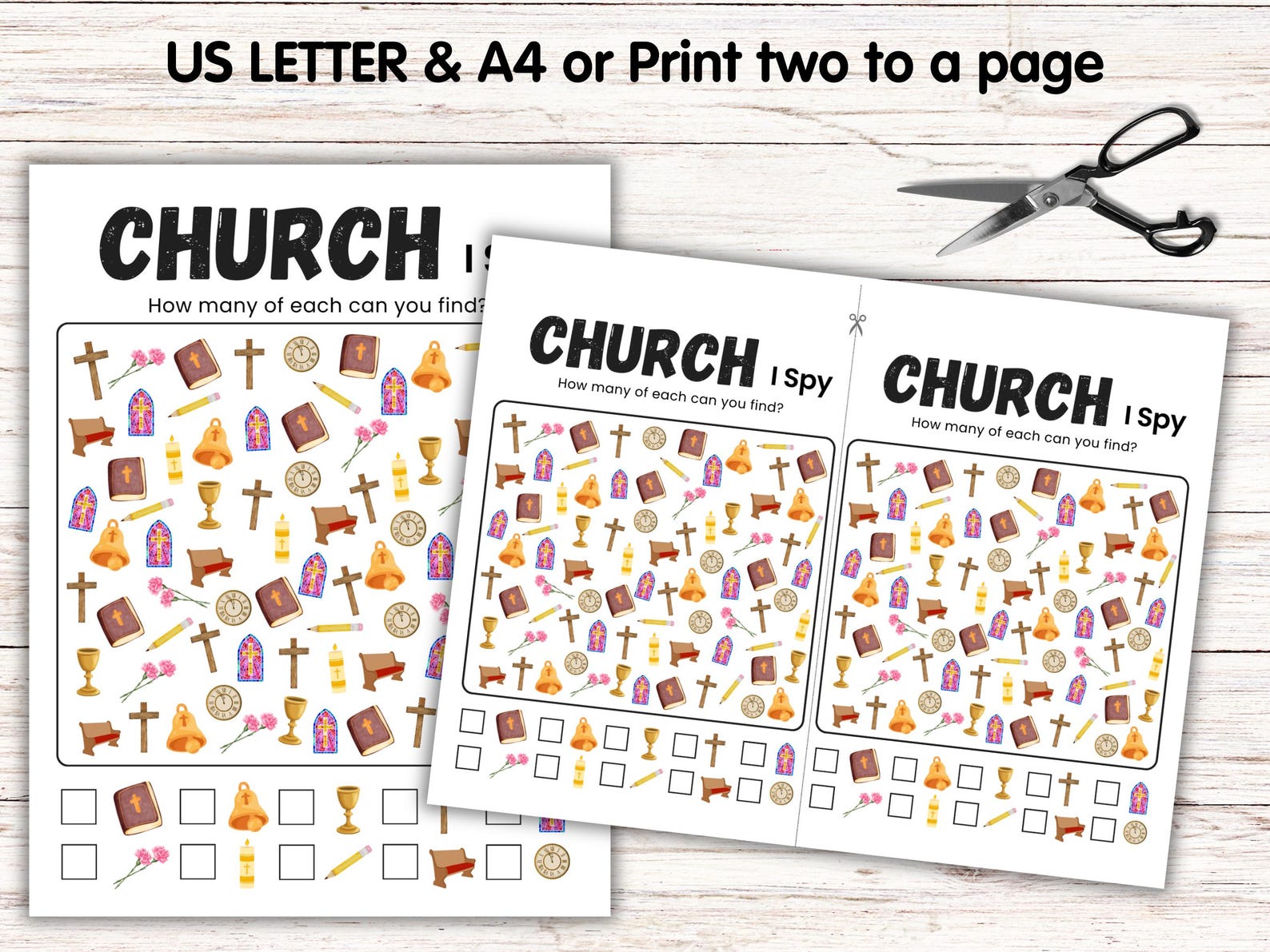 Scripture Count Paper Church I Spy Game, Bible Count and Find Game, Kids Sunday School ...
