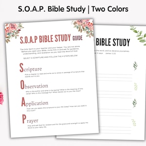 Metodo di studio biblico SOAP, modello di studio biblico stampabile, pagine di diario devozionale SOAP, piano di lettura biblica per principianti, agenda per diario femminile