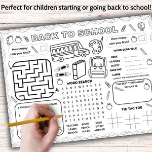 Back to School Placemat Printable, First Day of School Coloring Craft ...