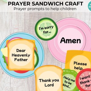 Prayer Sandwich Craft Activity, Kids Sunday School Praying Lesson, Prayer Prompt Printable Bible Study, Christian Children Church Homeschool