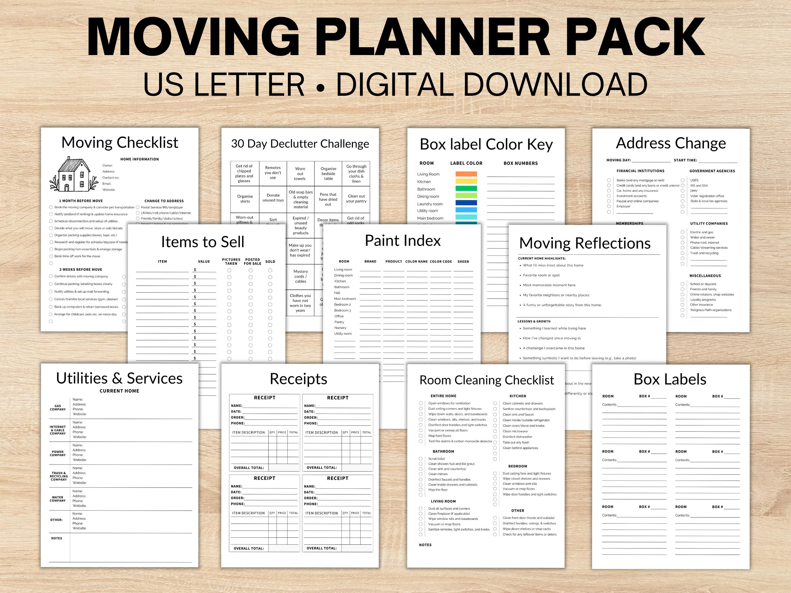 Moving Planner Checklist Printable, Moving Away Relocation Binder, Move ...