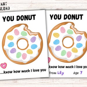 Donut Fingerprint Craft Template, Family Keepsake Art Printable, Mother&#39;s Day Gift, Father&#39;s Day Activity, Grandparent&#39;s Day From Kids Thumb