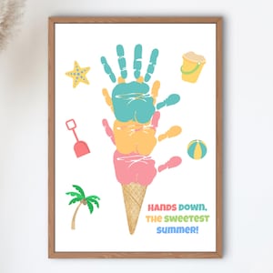 Sommer Handabdruck Handwerk Kunst, Eistüte Kinderkunst, Andenken Familiengeschenk, Lehrer Ressourcen, Ideen für eine Kindertagesstätte, Vorschul Kleinkind Aktivität Spaß