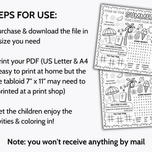 Summer Bible Activity Placemat, VBS Coloring Craft Printable, Sunday School Games Sheet, Kids Homeschool Lesson, Christian Children's Church
