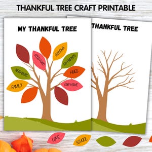 Thankful Tree Craft Printable, Gratitude Tree Activity Template, Kids Classroom Thanksgiving Activity, Thanksgiving Gratitude Holiday Craft