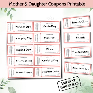 Coupon Book for Mom, Mother&#39;s Day Coupon Book Printable, Birthday Coupons For Mom, Personalized Present For Mum, Last Minute Gift For Her