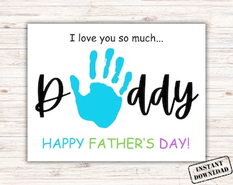 Fathers Day Handprint Art Craft, Happy Fathers Mothers Day Craft, 1st Fathers Day Keepsake, Daddy Baby Handprint, Toddler Dad Gift From Kids